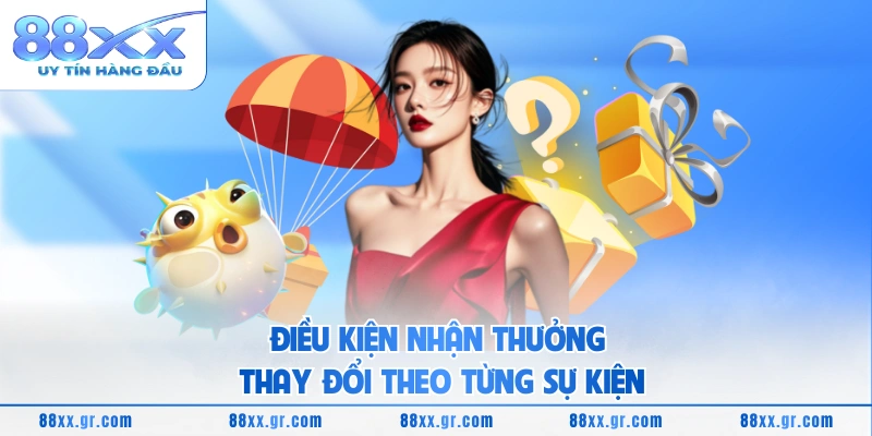 Điều kiện nhận thưởng thay đổi theo từng sự kiện